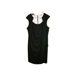 Calvin Klein Elegant Women's BLACK Crepe Sheath Dress Princess Seam size 14